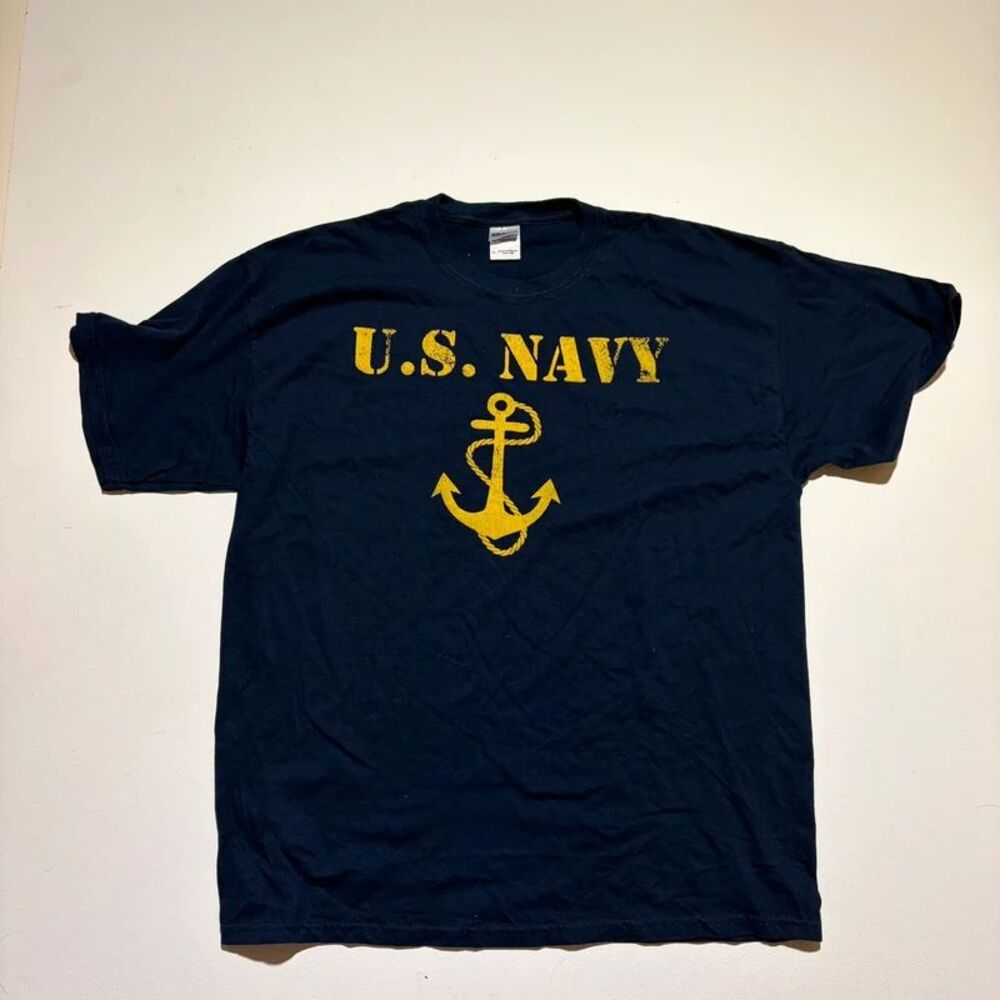 Retro Blue and Yellow US Navy Graphic Tee